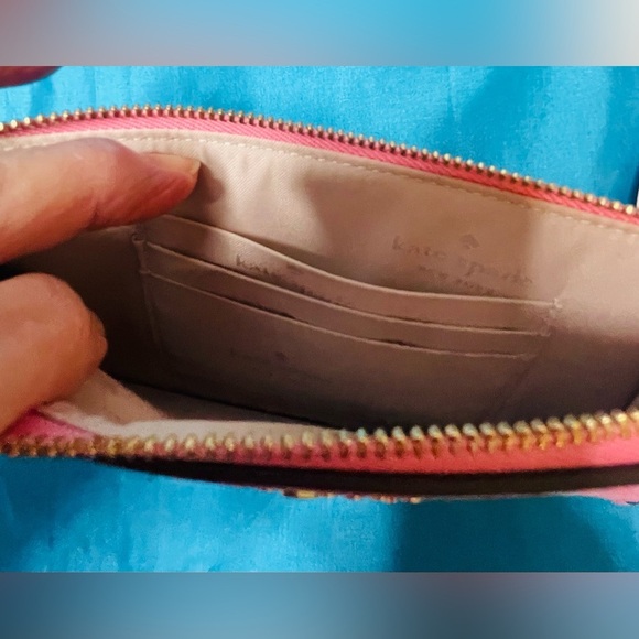 Kate Spade Wristlet Pink on Pink 8” x 5” NWT Spade Flower Parisian Print Medium - Picture 6 of 9